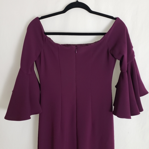 Vince Camuto Wine Off The Shoulder Bell Sleeve Cocktail Gown Dress Size 2 - Picture 6 of 9